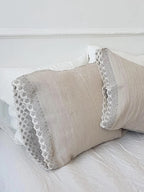 Linen LACE BEDDING SET farmhouse chic in natural flax or white linen - lace comforter set - Twin Queen