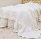 Ruffle BEDDING SET in Off-white Softened Linen. Duvet Cover, Pillowcases. Hypoallergenic Duvet Set