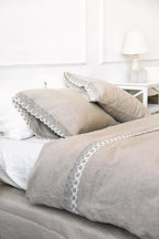 Lace Linen Bedding Set: Natural Flax Duvet Cover & Pillowcases