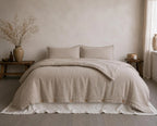 Natural Flax Linen Duvet Cover, Softened European Linen, 1 Inch Hem, Neutral Bedding