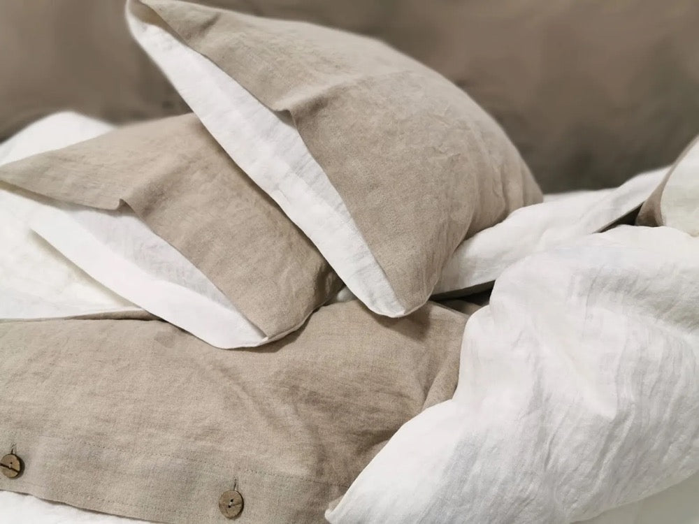 Linen Duvet Cover Set, Reversible European Flax Bedding, Farmhouse Style