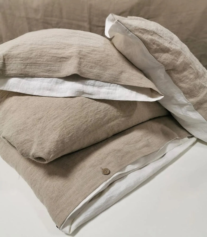 Linen Duvet Cover Set, Reversible European Flax Bedding, Farmhouse Style
