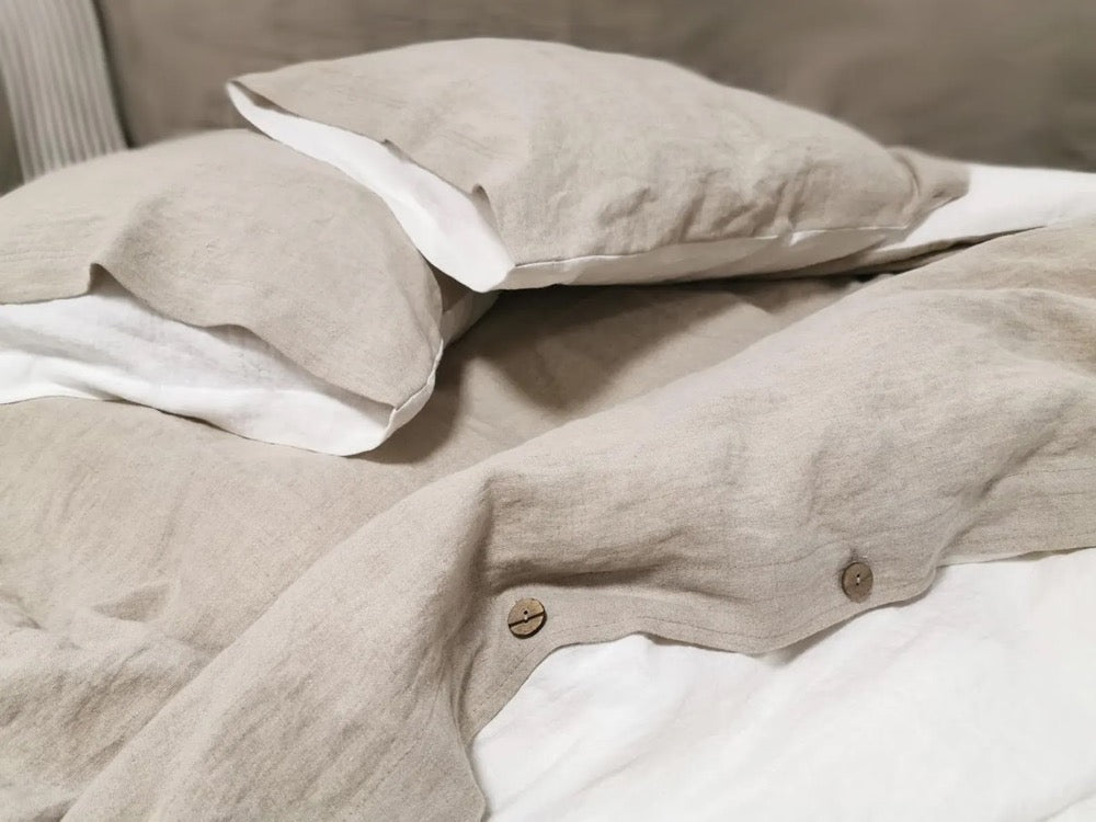 Linen Duvet Cover Set, Reversible European Flax Bedding, Farmhouse Style