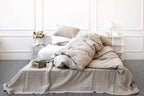 Lace Linen Bedding Set: Natural Flax Duvet Cover & Pillowcases