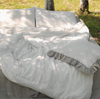 Off-Off-white Linen Duvet Cover: Stone Washed European Bedding