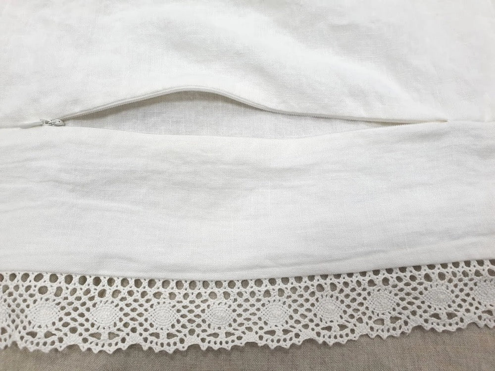 Lace DUVET COVER in Off-white Softened Linen, Quilt Cover - Romantic Cottagecore Duvet Cover