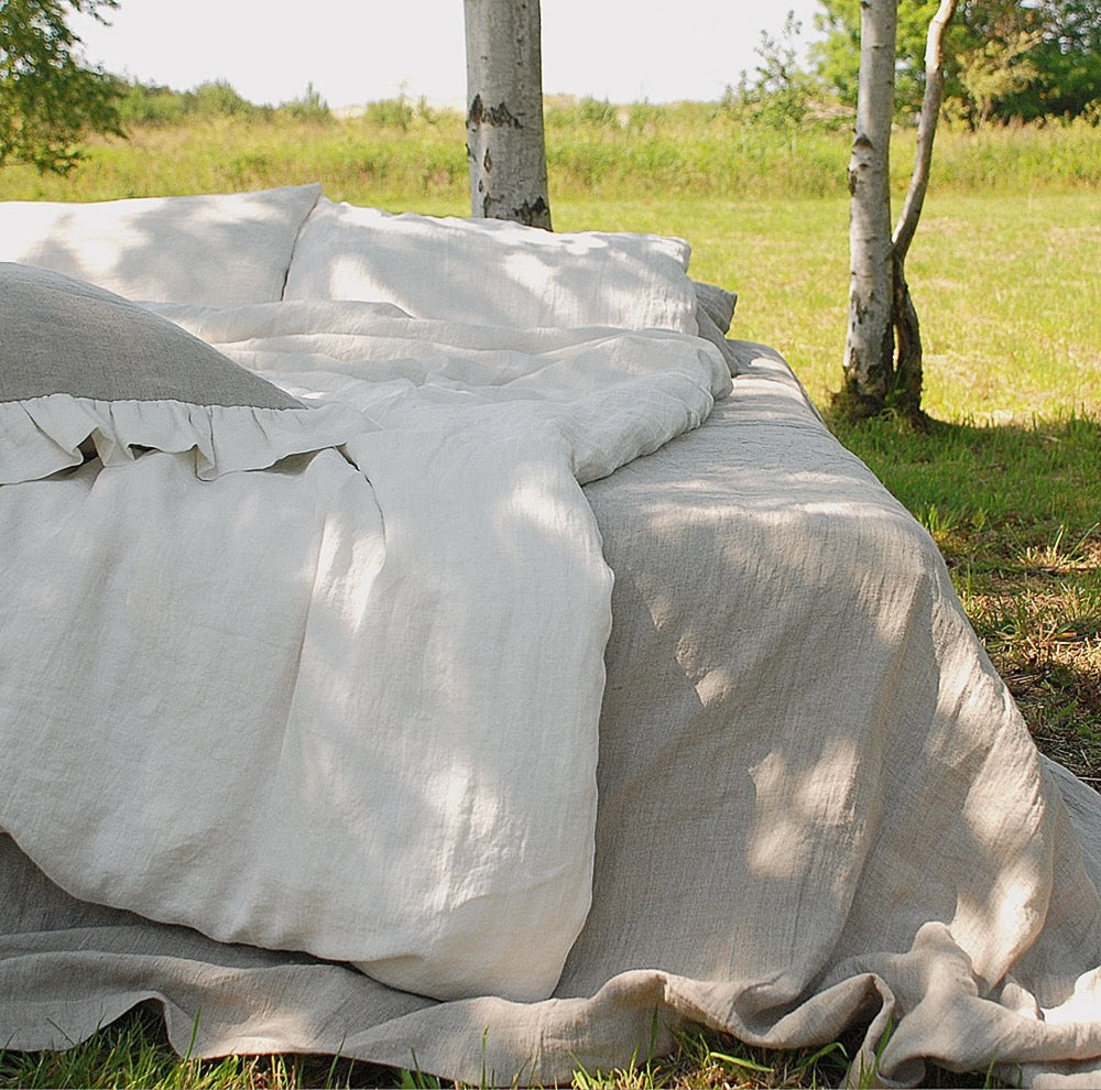Off-Off-white Linen Duvet Cover: Stone Washed European Bedding