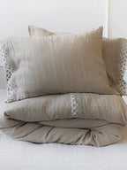 Lace Linen Bedding Set: Natural Flax Duvet Cover & Pillowcases