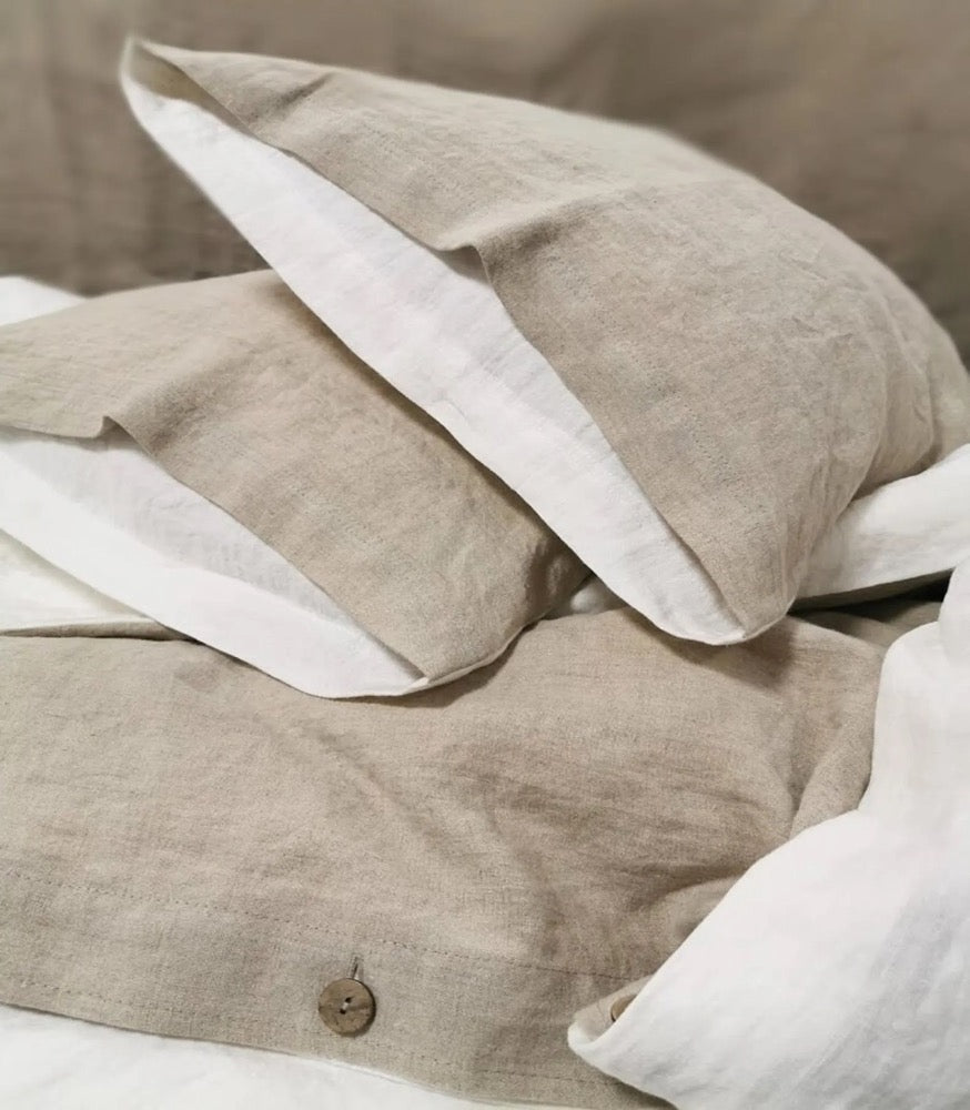 Linen Duvet Cover Set, Reversible European Flax Bedding, Farmhouse Style